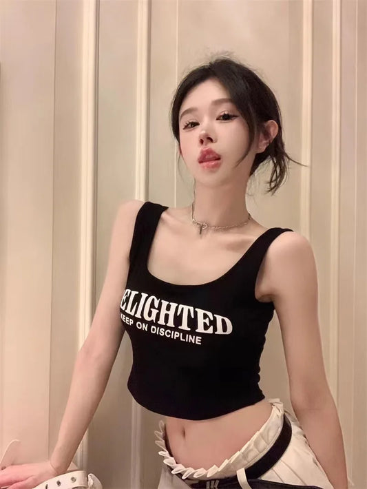 American Retro Strap Vest Women's Inner Wear Outer Wear Summer Thai Sle Spicy Girl Tube Top Svel Top