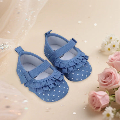 Spring Infant Baby Girls Princess Shoes Dots Print Soft Non-slip Bottom First Walker Shoes
