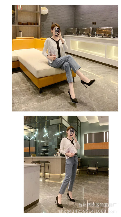 Women's Shoes Concise Flock High Heels Women Pumps Pointed Toe Classic Red Gray Ladies Wedding Shoes Office Big Size 34-43