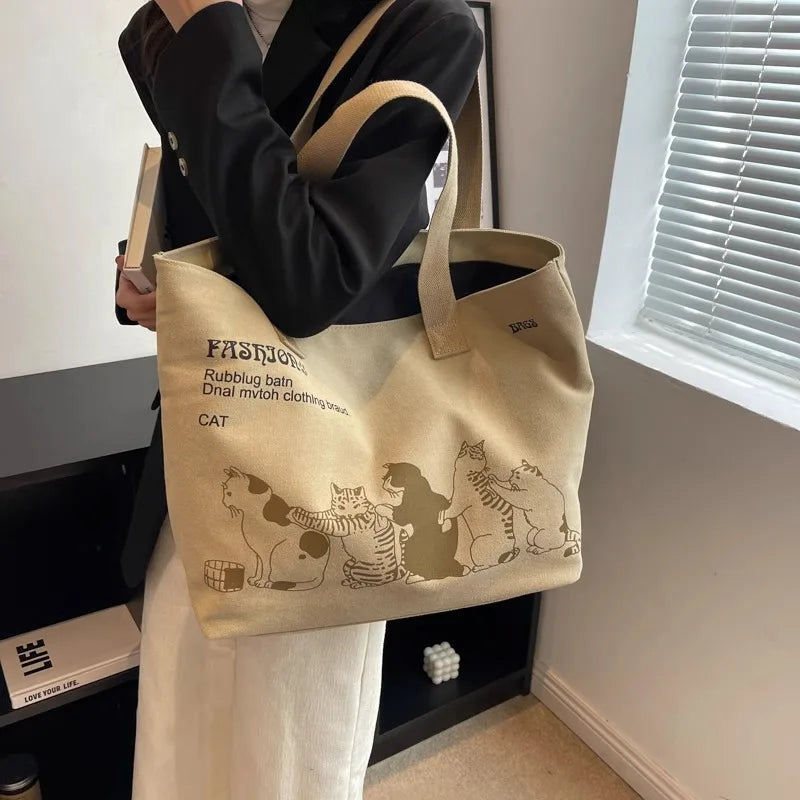 Women's Canvas Tote Bag Fashionable Spacious Durable Shoulder Bag with Zipper Closure and Classic Design Perfect for Work