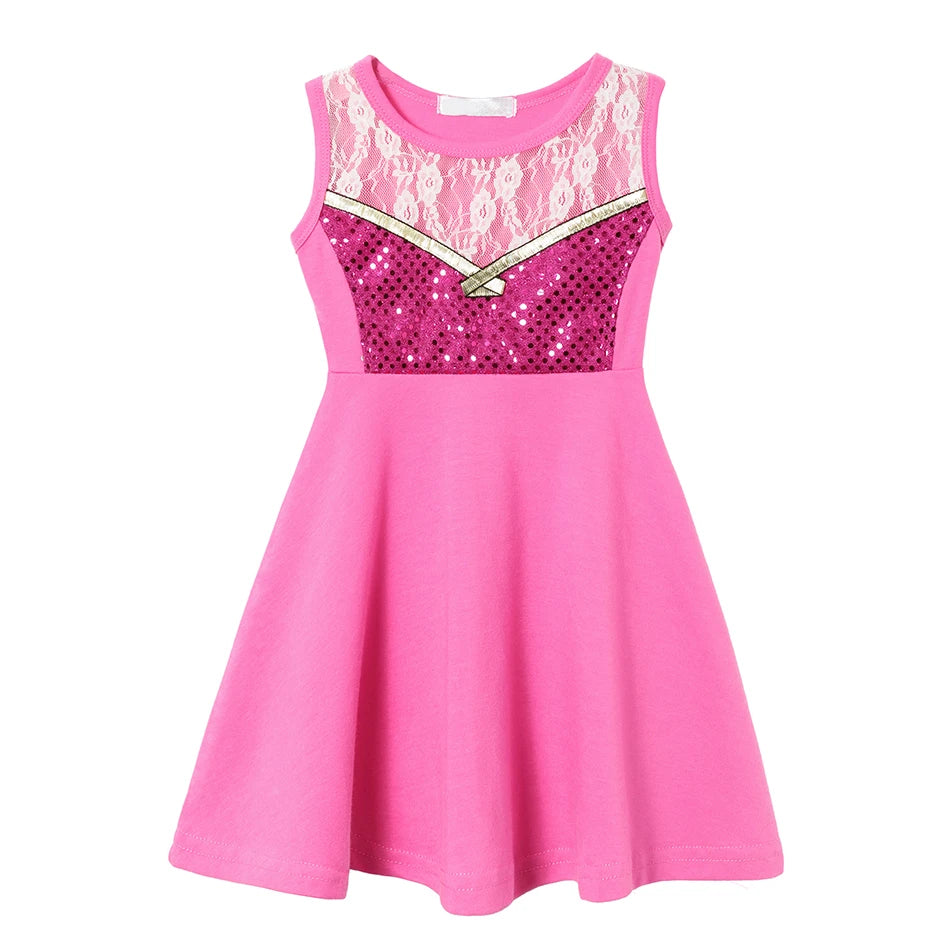 Summer Casual Dress for Girls Mermaid Dress One-Shoulder Sling Short Sleeve Cosplay Princess Costume Casual Vest 2-10 Years