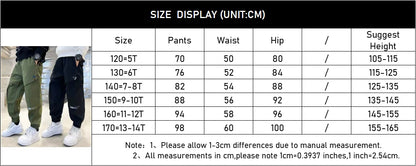 Boys Fashion Letter Print Cotton Cargo Pants 5-14 Years Spring Autumn Casual Sweatpants for Daily Outdoor Kids Clothes