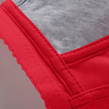 Women'S Underwear Without Steel Ring Bra Front Buckle Lace Border Printed Vest Bra Comfortable Soft Middle-Aged Elderly