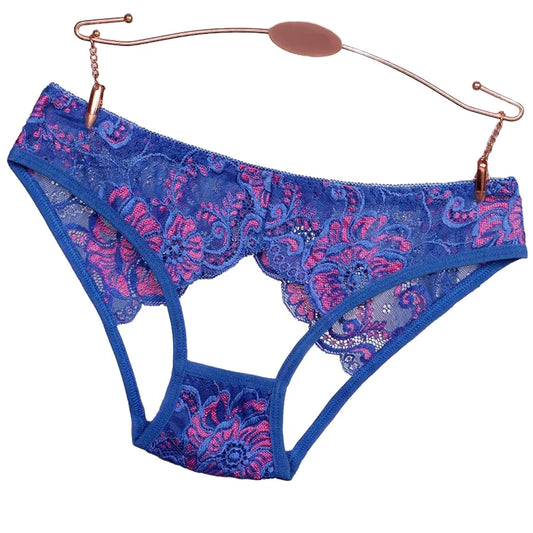 Women's Briefs Low Waist Hollow Lace French Knickers Panties Lingerie Briefs Mesh Sheer Thongs Underwear Female