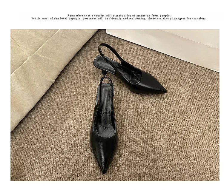 Fashion Female Shoes 2025 New Women's Pumps Solid Color Simple Mid Heel Shoes Sexy Pointed Toe Slingback Elegant Dress Shoes