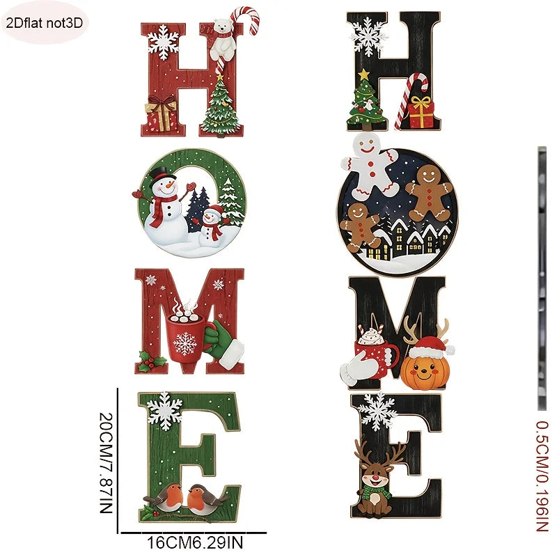 1set Christmas European and American Style Home Sign Set - Wooden Wall Decor with Festive Atmosphere - for Holiday Decoration