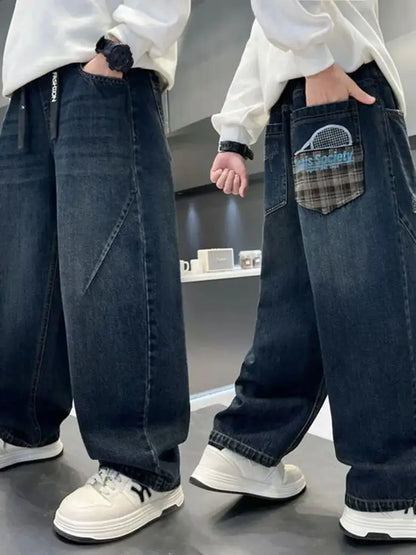 Boys Jeans For Children's Pants Kids New Clothing Trousers Loose Spring/Autumn Clothes Teenager Casual Jeans 4-14Y