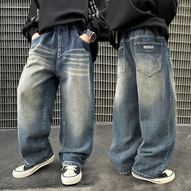 Boys Jeans For Children's Pants Kids New Clothing Trousers Loose Spring/Autumn Clothes Teenager Casual Jeans 4-14Y
