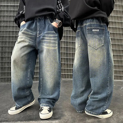 Boys Jeans For Children's Pants Kids New Clothing Trousers Loose Spring/Autumn Clothes Teenager Casual Jeans 4-14Y