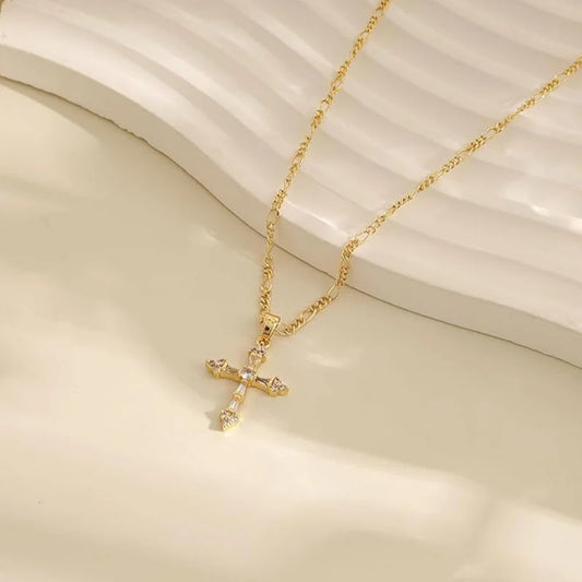 Cross Jewelry Necklace for Women14K Gold Plated Pendant Necklace Trendy Small Cross Charm Necklace Simple Cute Choker Necklaces