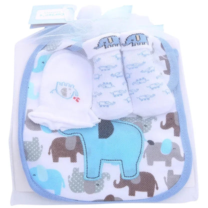 1 bag Baby Cotton Bibs Towel Socks Sets Newborn Kids Burp Cloths+Socks +Anti-scratch Gloves Boys Girls Christmas Birthday Gift