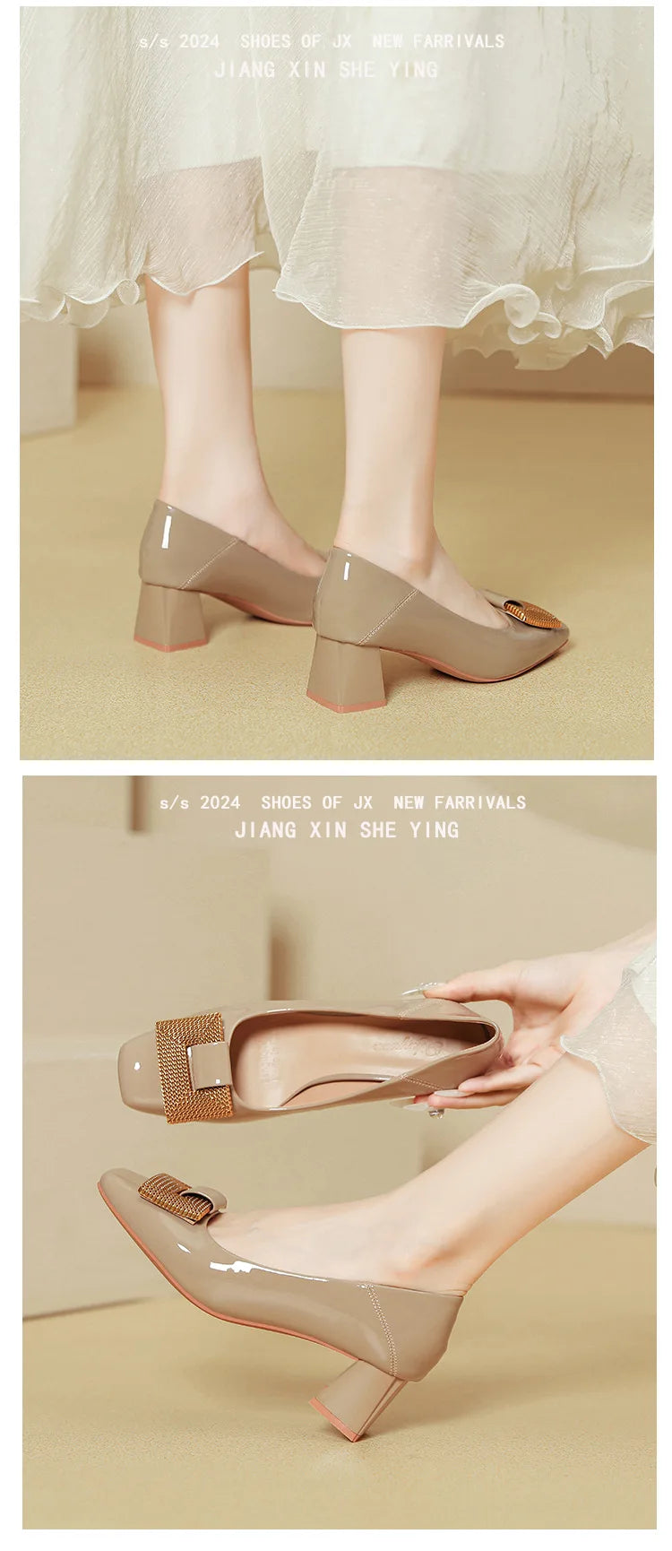 Women's Shoes 2025 New Summer Thick Heels Non Slip High Heels Women Square Head Elegant Middle Wedding Pumps High Quality