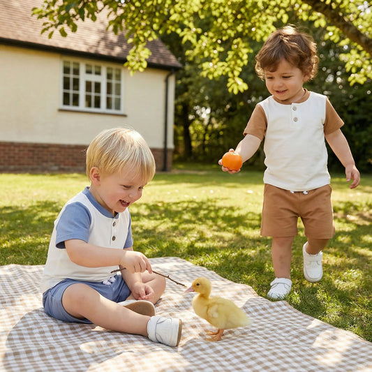 Summer Toddler Baby Boys Outfits Contrast Color Button Short Sleeve Tops Solid Shorts Clothes Set