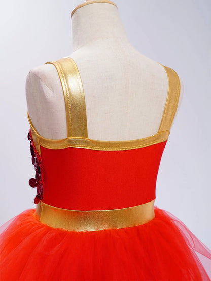 Summer Girls Clothes Sequins Tutu Dress for Dancing Birthday Party Ball Gown Festival Ballet Jazz Dance Costume Holiday Dresses