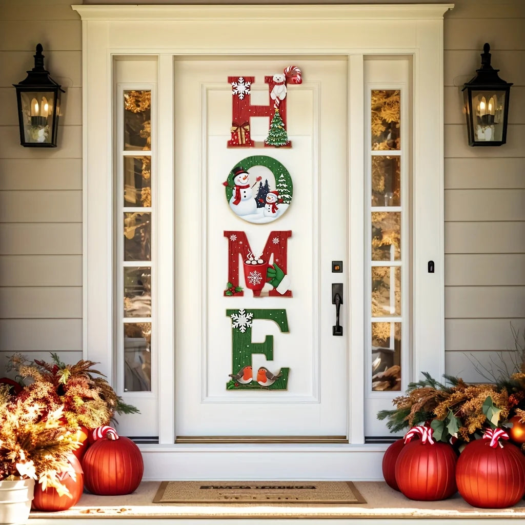 1set Christmas European and American Style Home Sign Set - Wooden Wall Decor with Festive Atmosphere - for Holiday Decoration