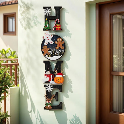 1set Christmas European and American Style Home Sign Set - Wooden Wall Decor with Festive Atmosphere - for Holiday Decoration