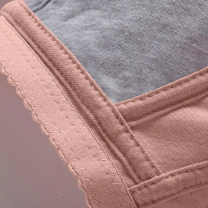 Women'S Underwear Without Steel Ring Bra Front Buckle Lace Border Printed Vest Bra Comfortable Soft Middle-Aged Elderly