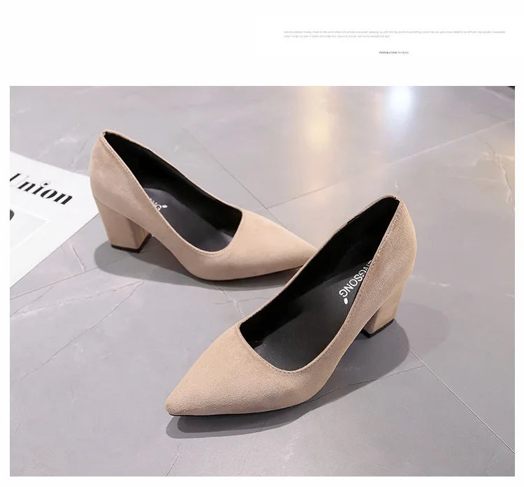 High Heels Women's 2022 New Women's Shoes Pointed Toe Shallow Mouth Shoes Women's Thick Heel Fashion Shoes Women's Large Size 43