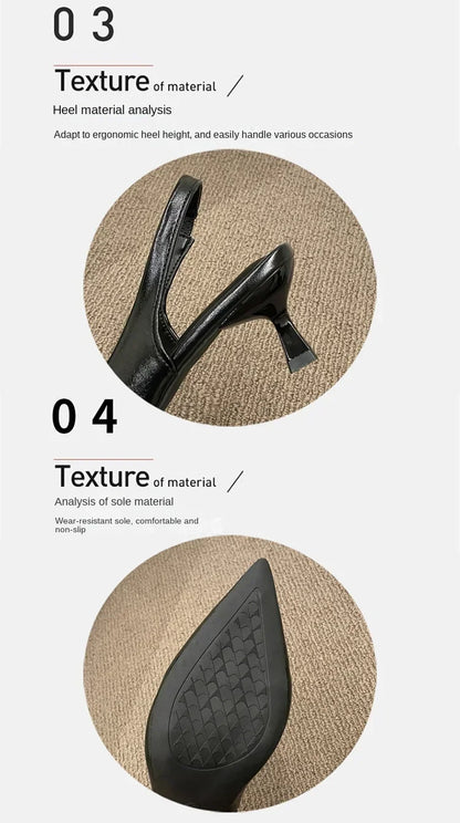 Fashion Female Shoes 2025 New Women's Pumps Solid Color Simple Mid Heel Shoes Sexy Pointed Toe Slingback Elegant Dress Shoes
