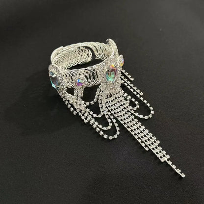 Fashionable and personalized tassel arm chain for girls with a high-end feel, rhinestone bracelet with open mouth accessories