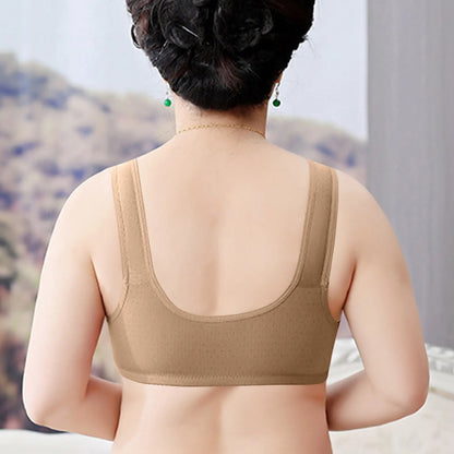 Women'S Underwear Without Steel Ring Bra Front Buckle Lace Border Printed Vest Bra Comfortable Soft Middle-Aged Elderly