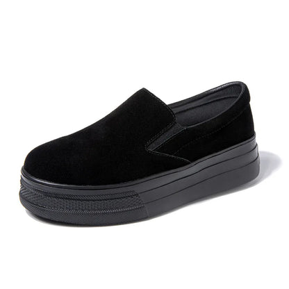 Shoes for Women Spring Leisure Sneakers New Womens Lazy Footwear Lightweight Thick Sole Genuine Leather Board Shoes Platform