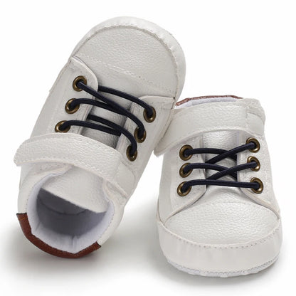 Baby Shoes Boys High Top Sneakers PU Leather Soft Sole Infant Kids Walker Crib Shoe
