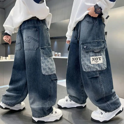 Boys Jeans For Children's Pants Kids New Clothing Trousers Loose Spring/Autumn Clothes Teenager Casual Jeans 4-14Y
