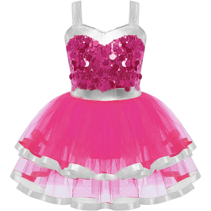 Summer Girls Clothes Sequins Tutu Dress for Dancing Birthday Party Ball Gown Festival Ballet Jazz Dance Costume Holiday Dresses