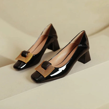 Women's Shoes 2025 New Summer Thick Heels Non Slip High Heels Women Square Head Elegant Middle Wedding Pumps High Quality