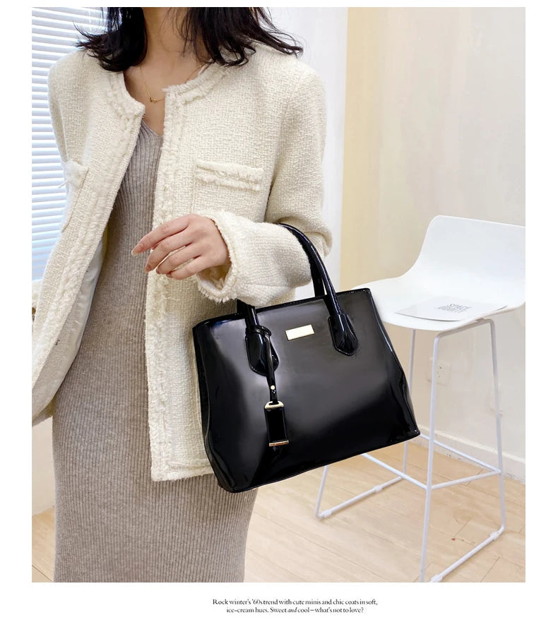 Women Handbags High Quality Patent Leather Women's Bag Fashion Shoulder bag Luxury Tote bag+card package Designer Messenger Bags