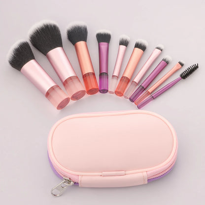 Makeup Brush Sets,10pcs Plastic mini with bag multifunctional Makeup Brush at home or On-the-Go