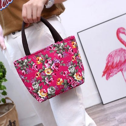 Women's Handbag Rose Print Fashion Casual Canvas Bag For Ladies Spring and Autumn 2024 New Travel Portable Bag