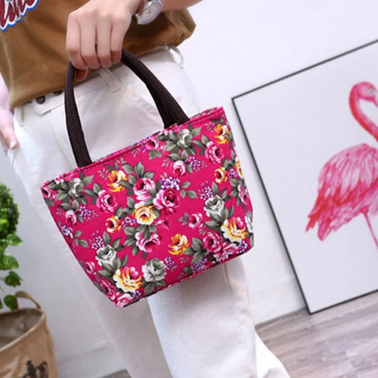 Women's Handbag Rose Print Fashion Casual Canvas Bag For Ladies Spring and Autumn 2024 New Travel Portable Bag