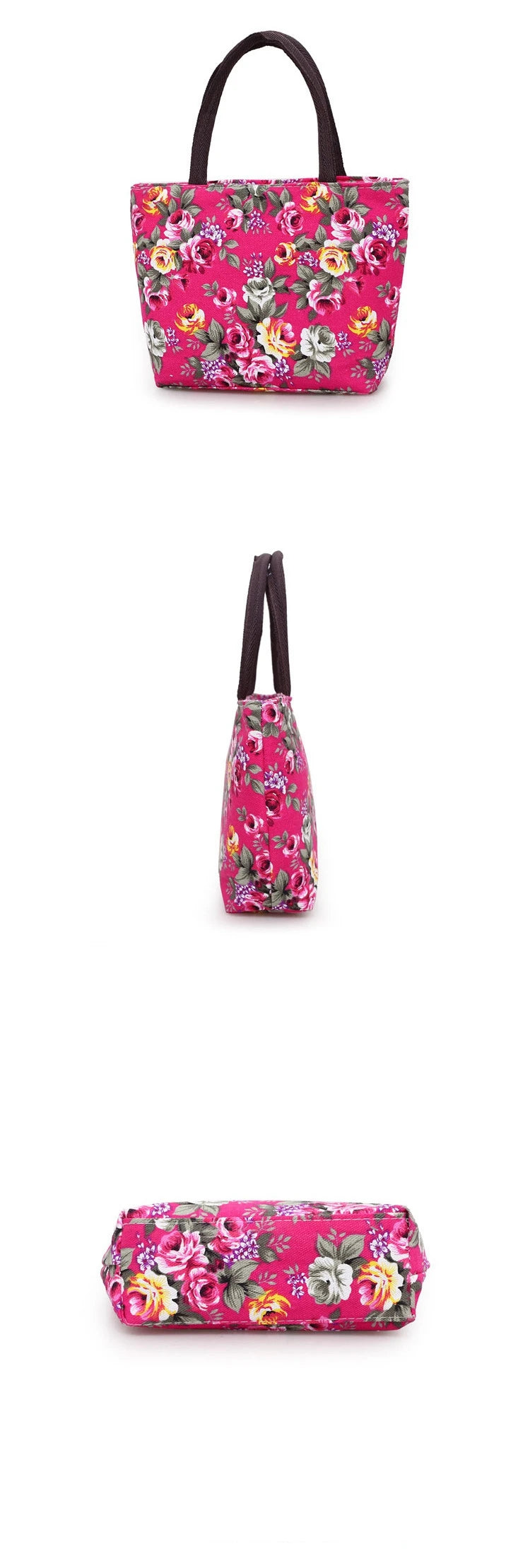 Women's Handbag Rose Print Fashion Casual Canvas Bag For Ladies Spring and Autumn 2024 New Travel Portable Bag