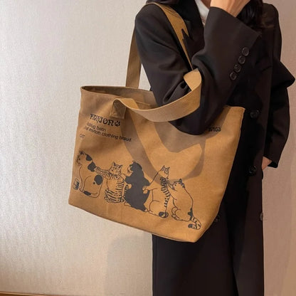 Women's Canvas Tote Bag Fashionable Spacious Durable Shoulder Bag with Zipper Closure and Classic Design Perfect for Work