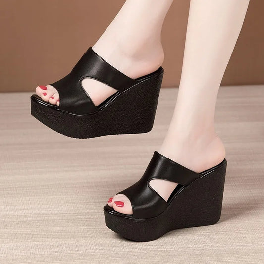 2025 New Women's Wedge Platform Slippers 2025 Summer New Sexy High Heel Sandals Fashion Open Toe Beach Shoes for Women
