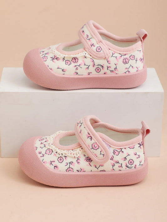 Girls' Princess Shoes 2025 Spring and Autumn New Children's Canvas Shoes Fresh Style Baby Girl Velcro Walking Shoes