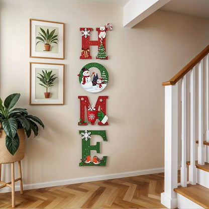 1set Christmas European and American Style Home Sign Set - Wooden Wall Decor with Festive Atmosphere - for Holiday Decoration