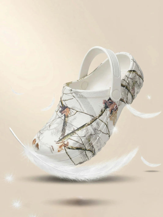 Women's Fashionable Closed-Toe Slippers with Branch Print Pattern, Comfortable, Lightweight, Durable, and Versatile for All Seasons