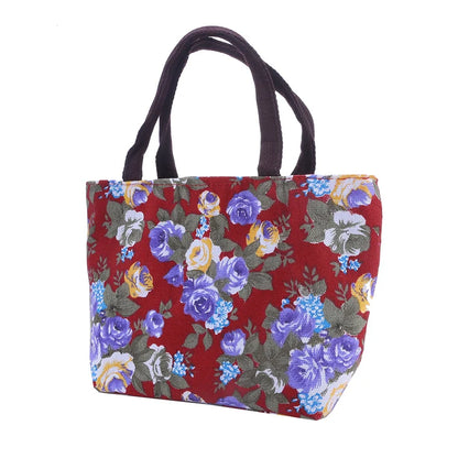 Women's Handbag Rose Print Fashion Casual Canvas Bag For Ladies Spring and Autumn 2024 New Travel Portable Bag