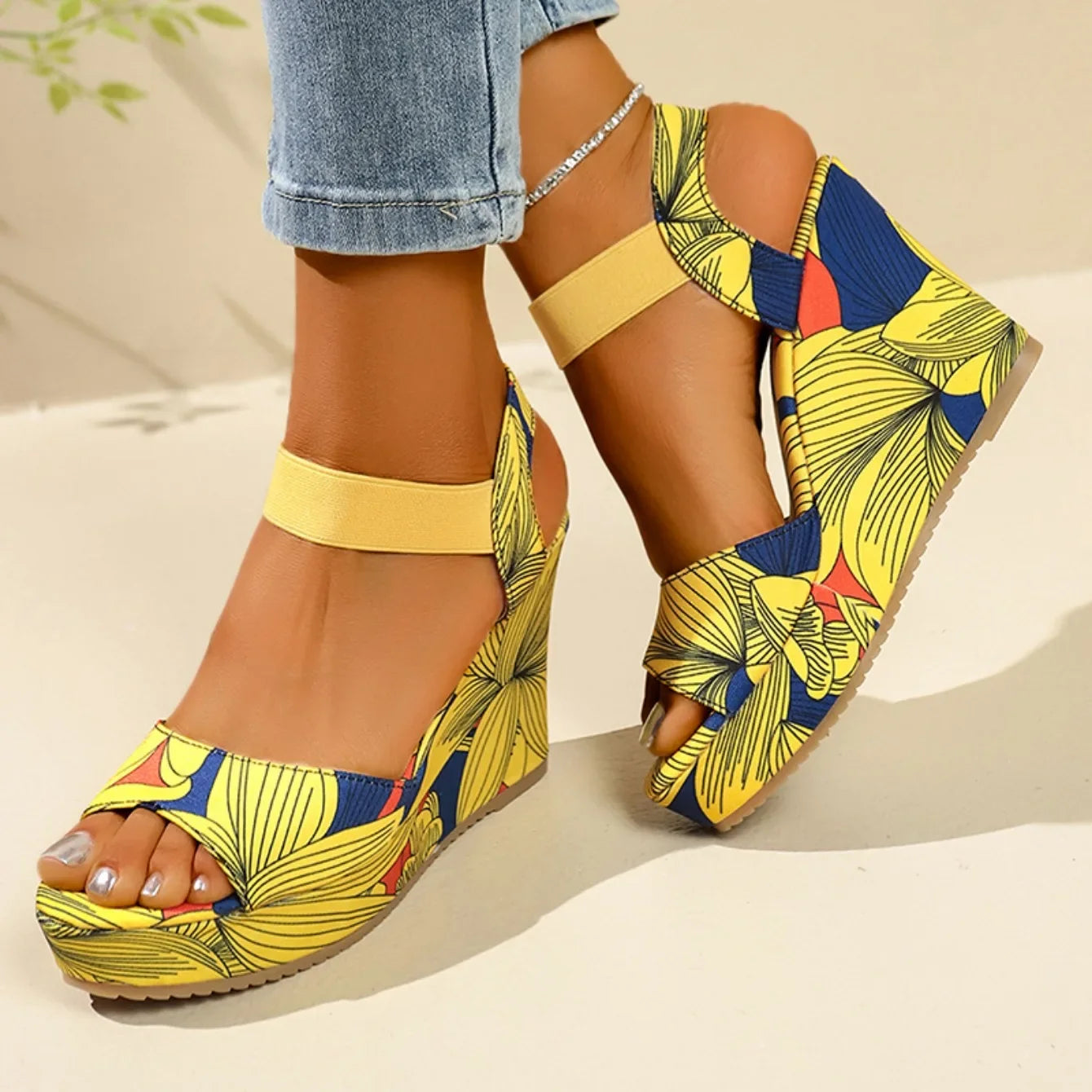 Shoes for Women 2025 New Women Wedge Sandals Retro Ethnic Printing Platform Sandals Ladies Casual Comfortable Outdoor Sandals