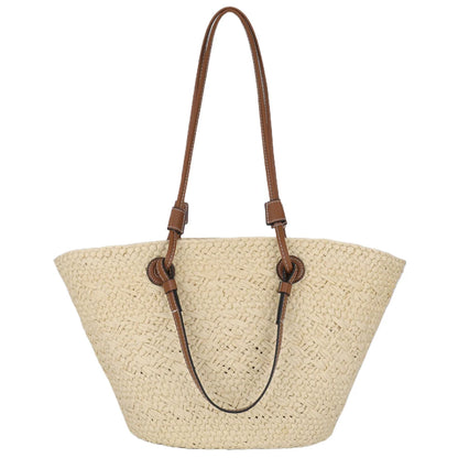Women Woven Tote Bag Fashion Shoulder Bag Summer Beach Bags Trendy Braided Bag Simple Woven Handbag for Outdoor Travel