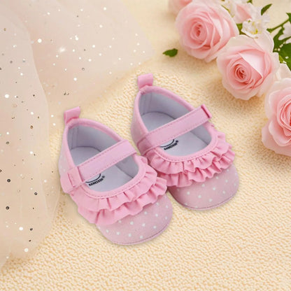 Spring Infant Baby Girls Princess Shoes Dots Print Soft Non-slip Bottom First Walker Shoes