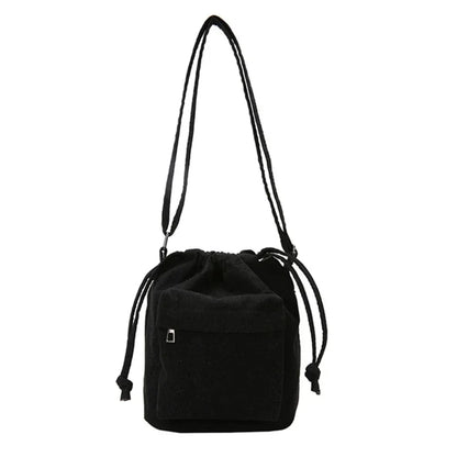 2025 New Women Bag Middle Shoulder Bag Korean Style Drawstring Bucket Bag Casual Light Youth Crossbody Bag Whole Sale