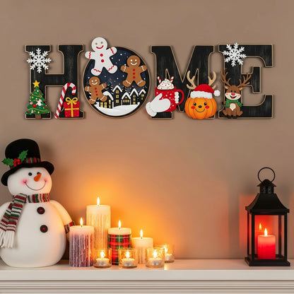 1set Christmas European and American Style Home Sign Set - Wooden Wall Decor with Festive Atmosphere - for Holiday Decoration