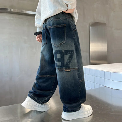 Boys Jeans For Children's Pants Kids New Clothing Trousers Loose Spring/Autumn Clothes Teenager Casual Jeans 4-14Y