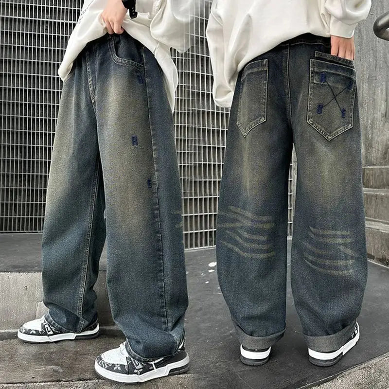 Boys Jeans For Children's Pants Kids New Clothing Trousers Loose Spring/Autumn Clothes Teenager Casual Jeans 4-14Y