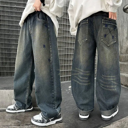 Boys Jeans For Children's Pants Kids New Clothing Trousers Loose Spring/Autumn Clothes Teenager Casual Jeans 4-14Y
