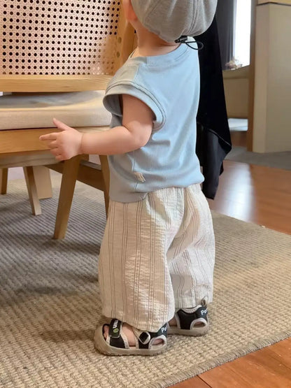 Boys' Summer Lightweight Set: Sleeveless T-Shirt and Mosquito-Resistant Pants, New Arrival with Vest and Casual Pants.